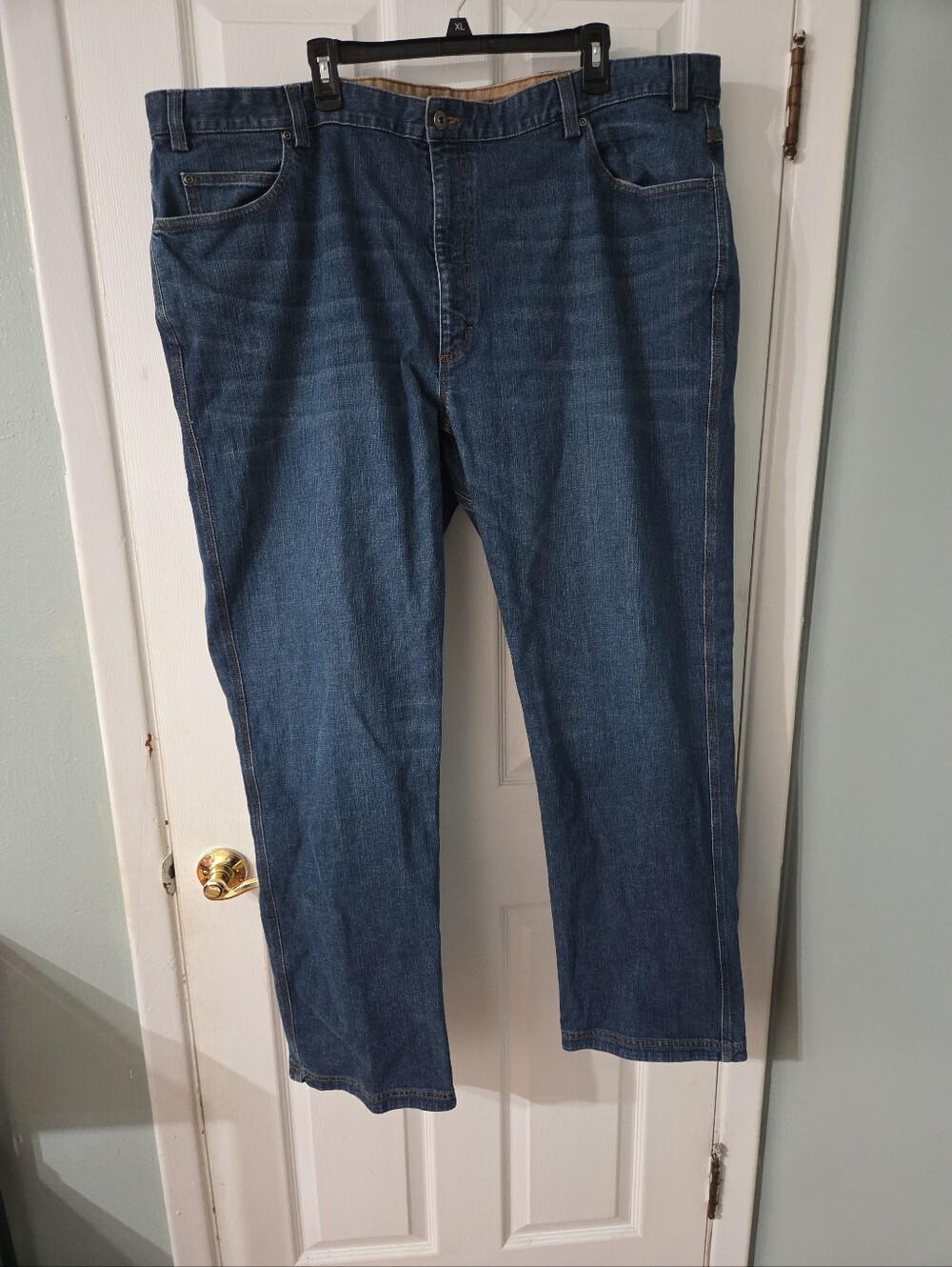 Duluth Men's Flex Ballroom Dark Blue Relaxed Fit Denim Jeans.  48x34